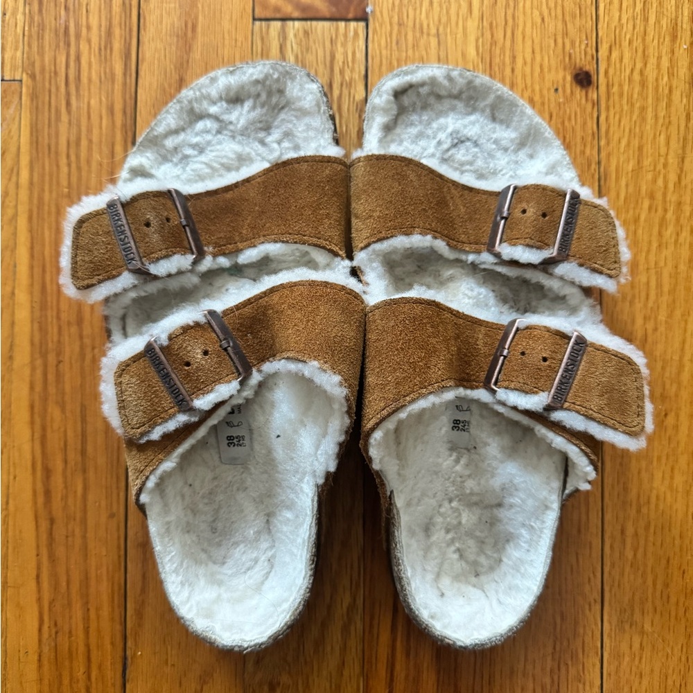 Birkenstock Shearling Lined Sandals - Brown